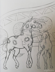 Jedna z kolorowanek w książce o koniach.