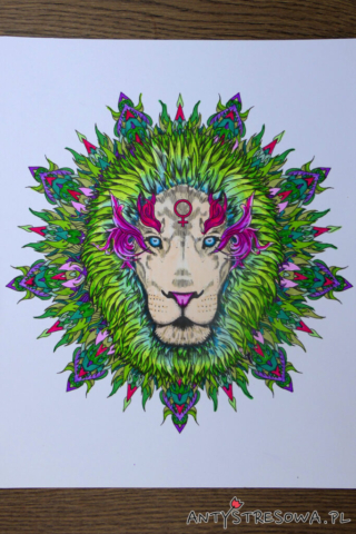 Mandalas Gone Wild - kolorowanka do markerów Chameleon, Lew