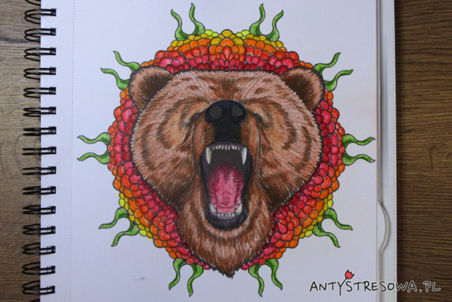 Mandalas Gone Wild - niedźwiedź. Kredki Prismacolor Premier