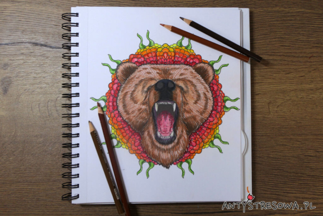 Mandalas Gone Wild - niedźwiedź. Kredki Prismacolor Premier
