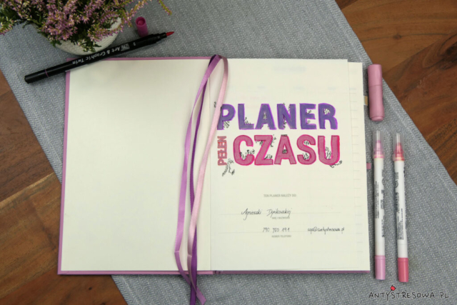 Planer Pełen Czasy - pierwsza strona zeszytu
